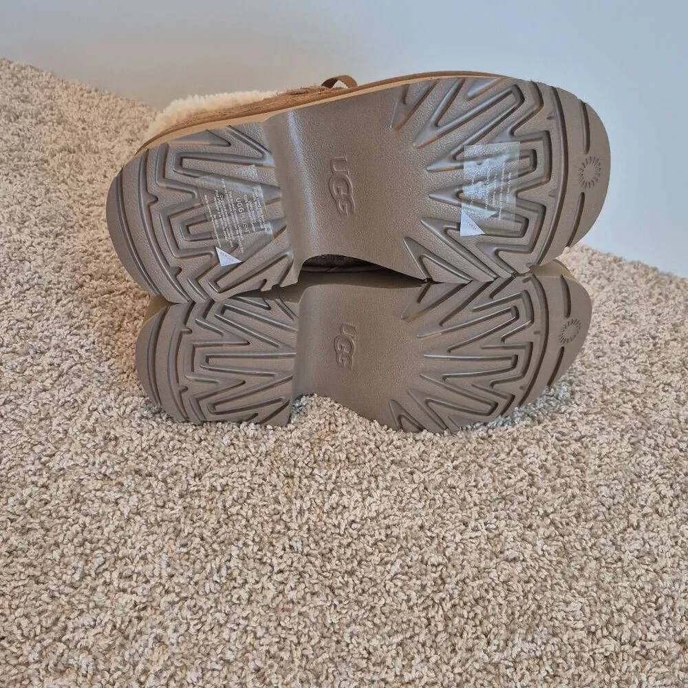 UGG CLASSIC PLATFORM CHESTNUT SUEDE ANKLE BOOTS SHOE SIZE 9